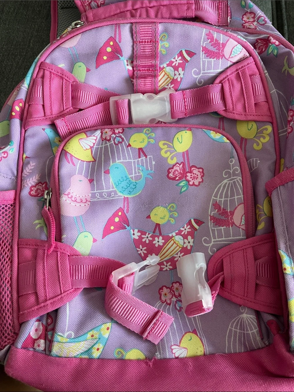Pottery Barn Kids Pink Bird Print Backpack - Small